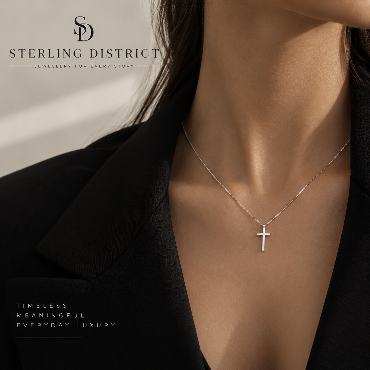 The Grace Cross Necklace - worn