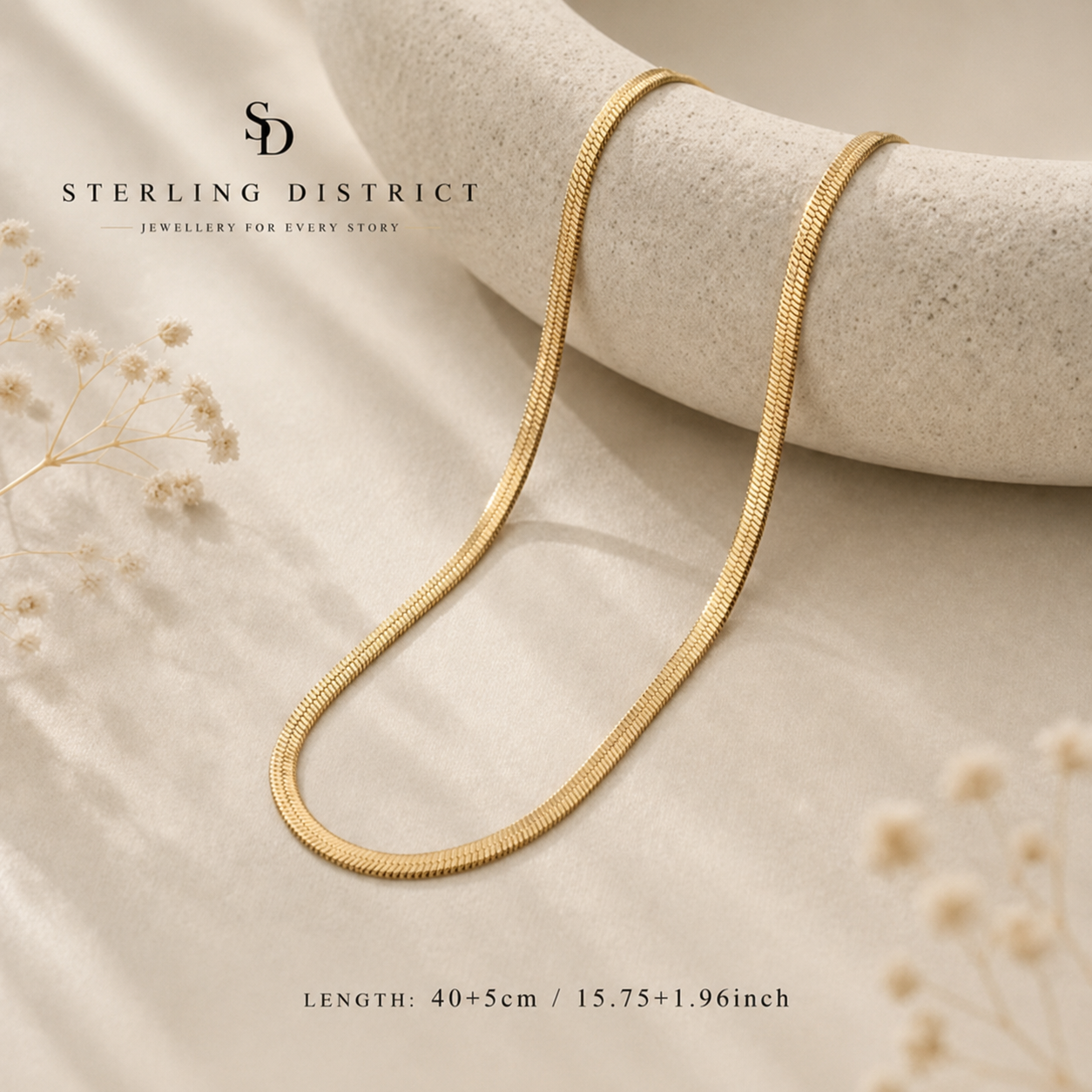 Herringbone Chain Necklace - flat lay