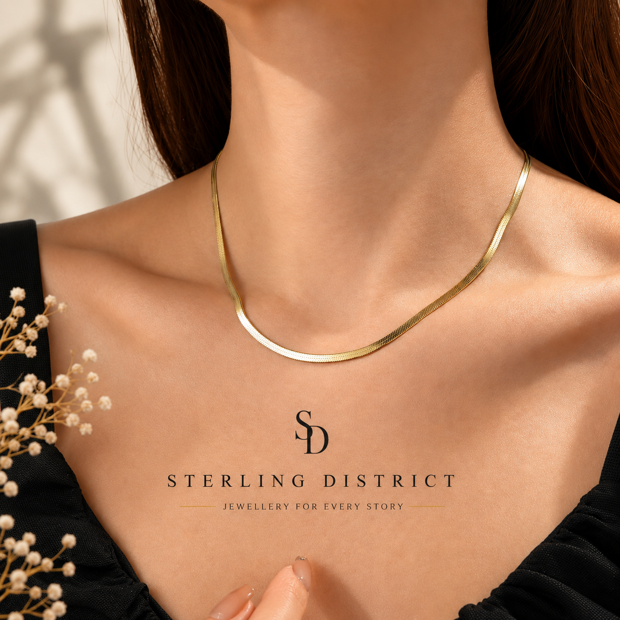 Herringbone Chain Necklace - worn