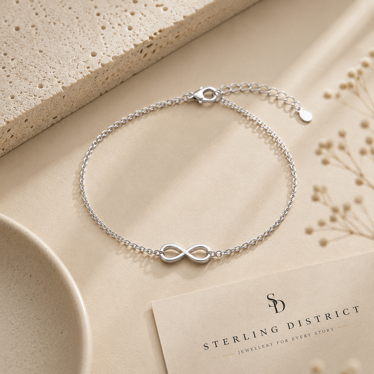 Infinity Symbol Bracelet - Silver, worn