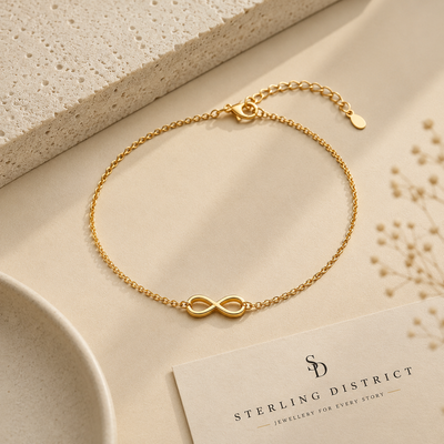 Infinity Symbol Bracelet - Gold, worn