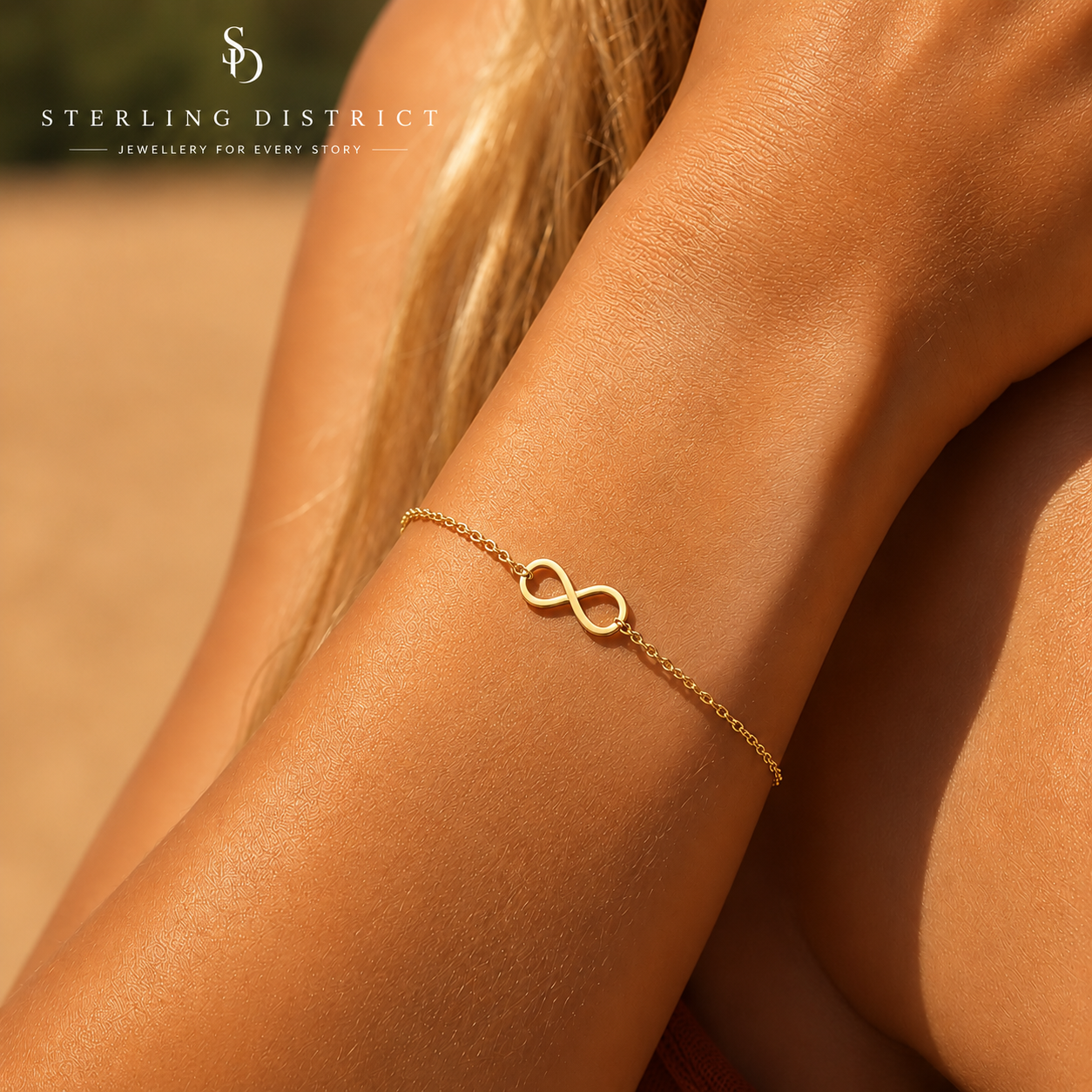 Infinity Symbol Bracelet - Gold, flat lay