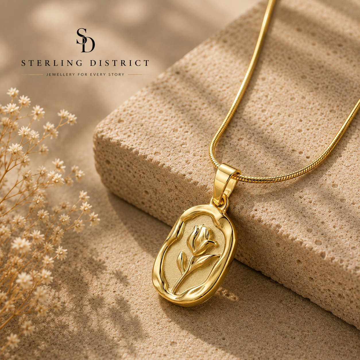 Tulip Pendant Necklace - Gold