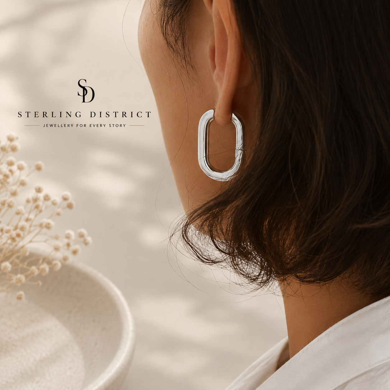 Oval Hoop Earrings - flat lay