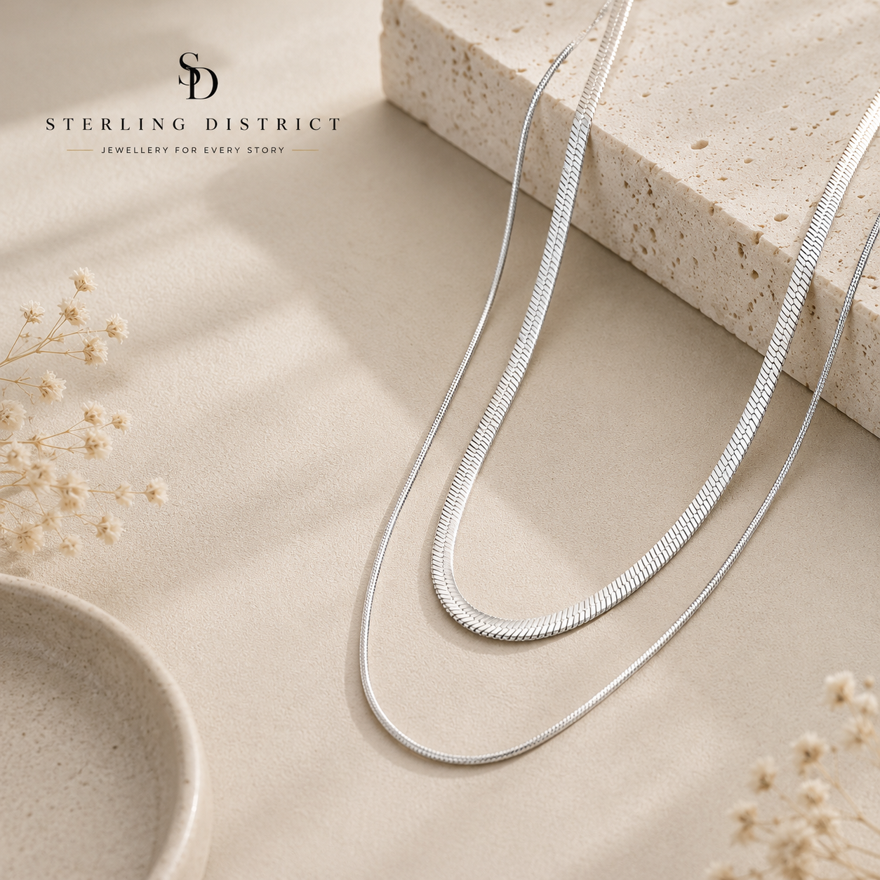 Layered Chain Necklace - Silver, worn
