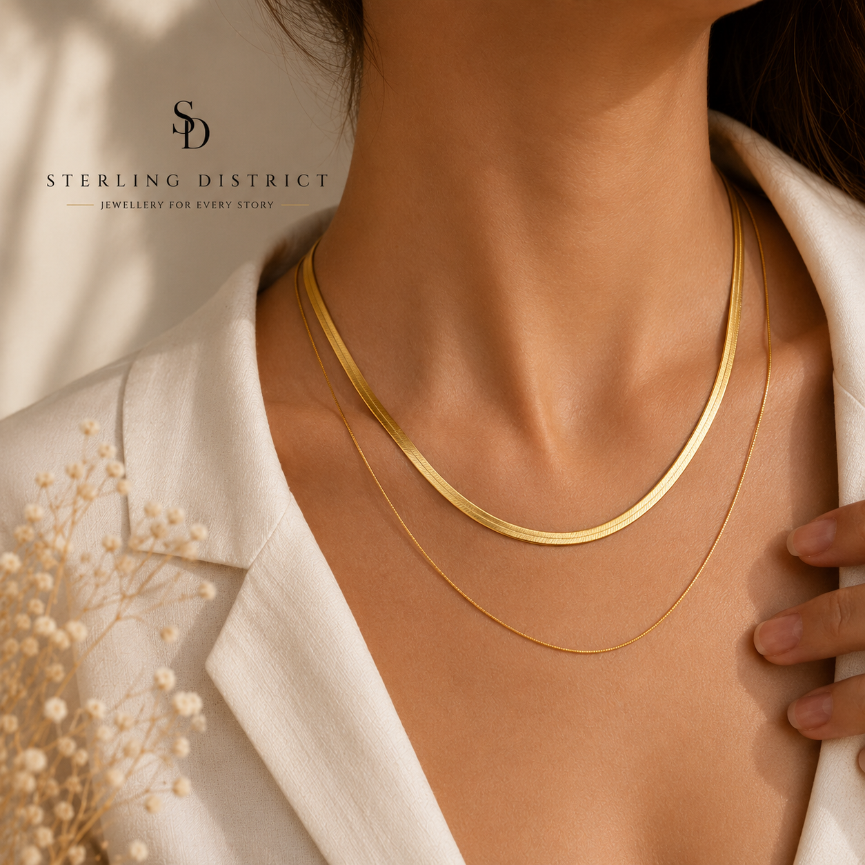 Layered Chain Necklace - Gold, flat lay